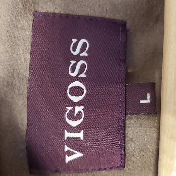 Vigoss Taupe Brown Faux Suede Wrap Moto Jacket L - Picture 10 of 12